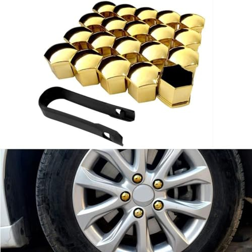 HASMI 20 Stücke Auto Radmutterkappen für Hyun-dai Tucson Sonata, Sechskant Radbolzen Kunststoff Radschraubenkappen Radmuttern Abdeckungen Zubehör,E/Yellow-21mm