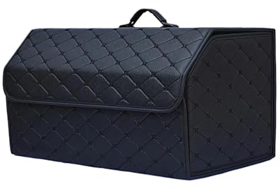 BayDe Auto Leder Kofferraum Organizer,für Fo-rd Old Fiesta Sedan Kofferraumtaschen Aufbewahrungs Wasserdicht Faltbarer Aufbewahrungsbox Zubehö,C/Black-XL