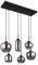 GLOBO Hängeleuchte Rauchglas Pendelleuchte Glas Esszimmerlampe schwarz, Metall, 6x E27 Fassungen, LxBxH 87x43x120 cm