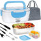 Poligono Gamelle Chauffante, Boite Isotherme Repas Chaud Portable, Lunch Box Chauffante Électrique puro Bureau et Voiture, (1.5L/55W), Bleu