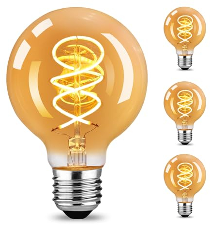 URing Glühbirne E27 LED Warmweiss Dimmbar - Vintage Edison LED Birne Leuchtmittel Retro E27 2200K 4W Energiesparlampe Filament Lampe Dekorative für Nostalgie Industrial Bar Beleuchtung, 3 Stück (G80)