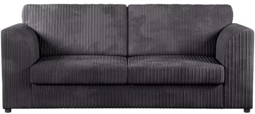 Jumbo Cord High Back Cushions Corner Sofa Suite Set 3 + 2 Seater Grey UK (GREY JUMBO CORD, 3 SEATER)