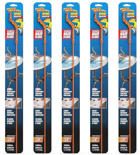FlexiSnake Drain Weasel Spike Sink Snake Hair Clog Remover Tool, Pipe, Bathroom, Bathtub Drain Cleaner, 18-inch Long, Flexible, Made in the USA, One Piece Design