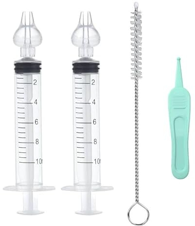 DHWEKU Nasendusche für Babys,nasenspülung, Mit Hochwertigen Nasenaufsätzen, aus Silikon, Sauber und wiederverwendbarer,mit Reinigungsbürste (2 stück)