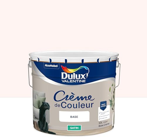 Dulux Valentine Crème de Couleur - Peinture multi-supports intérieure - Satin Matin Blanc 10 L