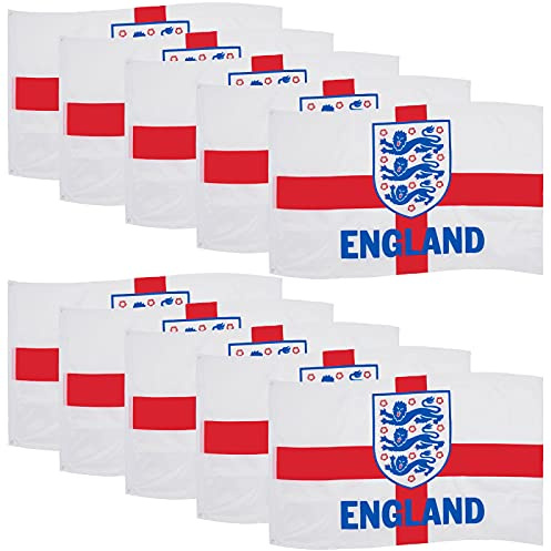 England FA Official Football Gift 3 Lions 5x3ft 10 Pack Crest Body Flag