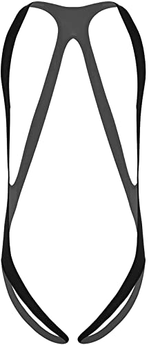 Tiwate Men Deep U Neck High Cut Briefs See-Through Leotard Bodysuit Backless Wrestling Singlet Activewear Undershirt (Black,M)