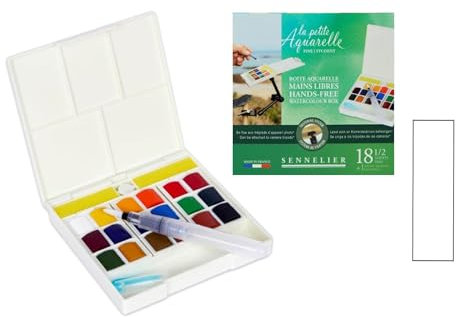 Sennelier boîtes Aquarelle Mains Libres.18 Demi-Godets + 1 Pinceau et 1 Carte