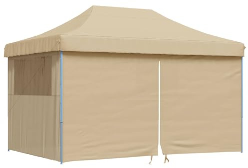 vidaXL Partyzelt Faltbar Pop-Up mit 4 Seitenteilen Beige