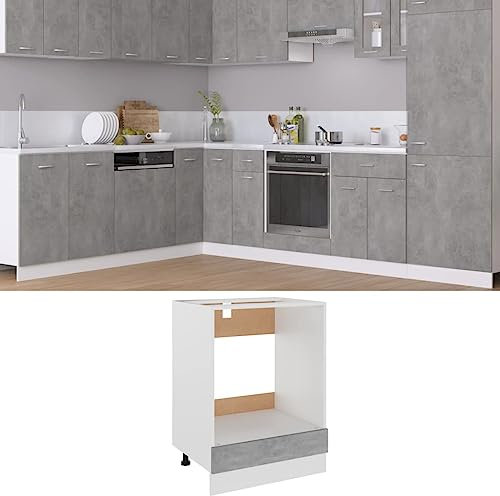 Générique Armoire à Four Gris béton 60x46x81,5 cm Aggloméré,Meubles,Armoires & Meubles de Rangement,Meubles de Cuisine,Gris,41.67 LB,802501