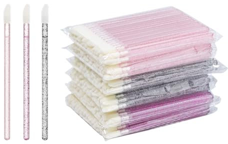ANNAFRIS 300pcs Lip Gloss Pennelli Spazzola Ciglia Labbra Spazzole di Trucco per Estensione Ciglia(Lip Brush-B Crystal)