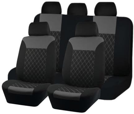 JNNJ 9 Stück Autositzbezüge Kompletter Satz, Auto-Schonbezug Für Highbacksitz, Airbag-kompatibler Autositzabdeckungen, Ideale Passform & Perfekter Schutz Für Autositze(Grau)