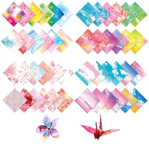 Origami-Papier, 200 Blatt, quadratisch, doppelseitig, 15 x 15 cm, quadratisch, für Kunst und Handwerk, Blumenmotiv