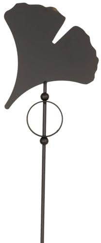 matches21 HOME & HOBBY Ginkgo Gartenstecker groß 90 cm - Wetterfeste Vintage Gartendeko in schwarz aus Metall - Eleganter XXL Blumenstecker für Draußen Dekostecker Antik Balkon Terrasse und Beete