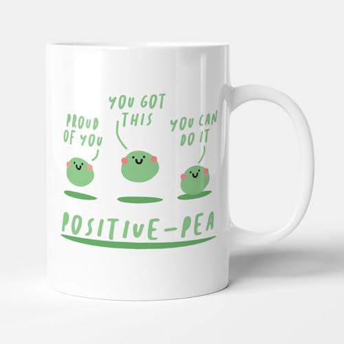 Victorian Printing Co - Positive-Pea - Positivity Funny Good Luck Gift Mug, Ceramic, 11fl.oz.