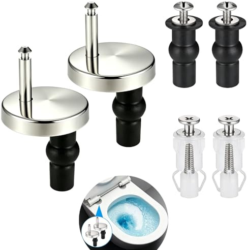 PERSENTU 6Pcs Toilet Seat Fittings, Universal Quick Release Toilet Seat Fixings,Stainless Steel Toilet Seat Fixings Expanding Rubber Screws Replacement Kit for WC Toilet Blind Holes (Diameter 45mm)