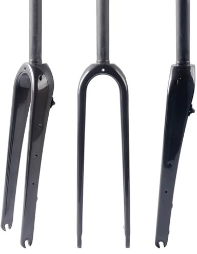 LUPEMCON Gravel Fork 700C Carbon Fiber Road Bike Rigid Fork QR 9mm Disc Brake 1 1/8'' Straight/Tapered Tube Light Bicycles Front Fork(Matte Black,Tapered)