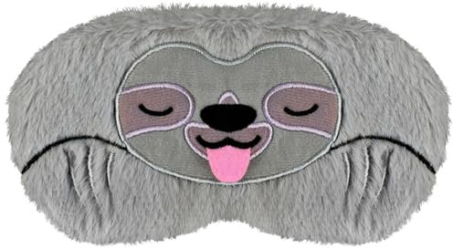 VerteLife Schlafmaske, Weiche Flusen Augenmaske Reisen Nickerchen Augenbinde Neuheit Cartoon Schlafen Augenmaske Augenabdeckung für Kinder Erwachsene Jungen und Mädchen (Faultier,Grau)