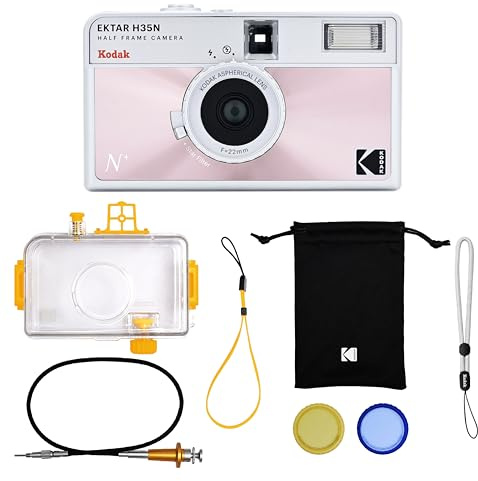 KODAK EKTAR H35N Halbformat-Filmkamera, 35 mm, wiederverwendbar, Bulb-Funktion, Sternfilter, beschichtetes, Objektiv (Rosa glasiert Premium-Set)