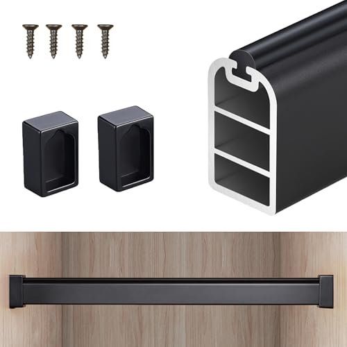 Tringle à rideau de douche carrée robuste avec bande antidérapante en métal pour la maison/magasin de vêtements, 100 cm