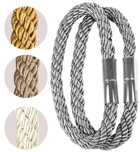 TopHomer 2 Stück Magnetische Vorhang Raffhalter, Grau – Gardinenhalter mit Magnet, geeignet für Stoffvorhänge, Bohrfrei für Haus & Büro