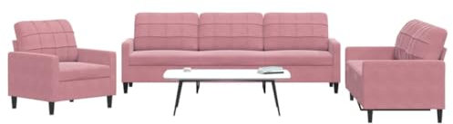 QZZCED Set di Divani 3 pz con Cuscini rosa in Velluto Divano da salotto Divano da ufficio Divano multifunzionale Divano per il tempo libero Adatto per camera da letto, soggiorno, ufficio