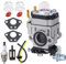 Carburador para 52cc 49cc 43cc Desbrozadora, JRISBO Repuestos de Motor compatibles con BU-KO 52 CC Desbrozadora Carburetor Kit incluyen Junta, Bujía, Válvulas, Filtro de Aire