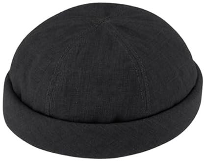 fiebig Dockermütze Leinen | Dockercap mit Rollrand | Fischermütze mit Baumwollfutter (57-M, Schwarz)