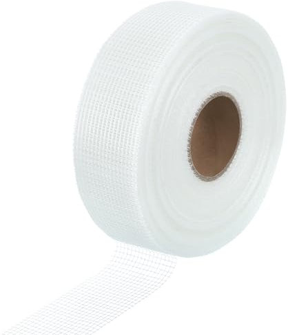 sourcing map Drywall Joint Tape, 2 x 295Ft Self-Adhesive Fiberglass Cement Board Mesh Tape, Crack Patch Fabric for Wall Sheetrock Ceiling Crack Repairing Strengthening, White