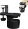 Soporte Taza Escritorio, Portavasos de Mesa Antiderrames, Portavasos Giratorio de 360 Grados, Ajustable Soporte para Tazas de Cafe Clip para Hogar y Oficina (Negro)