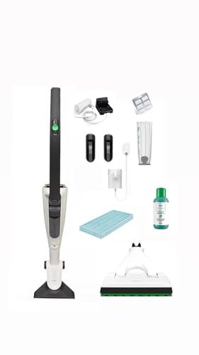 FOLLETTO Aspirapolvere Senza Fili VK 7, Set con 2 Batterie, Lavapavimenti, 6 Sacchetti, 6 Profumini, 3 Panni, Garanzia 24 Mesi