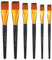 Lot de 6 pinceaux courts en acrylique de qualité supérieure - Pinceaux plats en nylon - Nettoyage facile - Pour peinture à l'huile, aquarelle, gouache, peinture acrylique