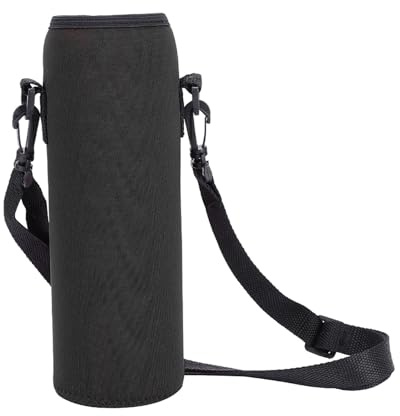 KooingTech Water Bottle Thermal Holder Bag, Thermal Water Bottle Cover with Strap, Scald-Proof Case Cover Sleeve with Strap, Thermal Water Bottle Bag (Black)