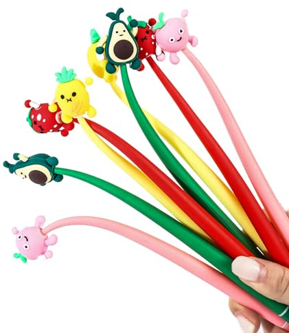 Nurila 8 Stück Mitgebsel Kindergeburtstag 23cm Cute Fruit Emoji Kugelschreiber, Lustige Gelschreiber Mit Cartoon-Muster Für Give Aways Kindergeburtstagjungen & Mädchen Von 5 6 7 8 910 Jahren