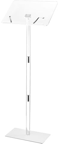 VEVOR Podiumständer Rednerpult aus Acryl (1,22 m), tragbarer Laptop-Schreibtisch mit Buchklammern & breiter Lesefläche & verstellbarem Winkel, Bodenstehend für Klassenzimmer Hochzeiten Konferenzen