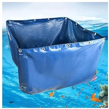 Laghetto per Pesci in Tela PVC Resistente - Piscina Fuori Terra con accumulo di Acqua 3x5x1m con valvola di Scarico per Koi, Pesci Rossi, Piante acquatiche - Telo Resistente da 0,45 mm