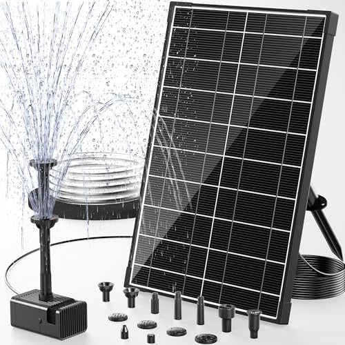 POPOSOAP 8W Solar Springbrunnen Außen für Vogelbad, Teich | verbesserte Solar Teichpumpe mit Trockenlaufschutz, doppelwandige Düsen, 1,5 m Schlauch , für Gartenwasserfeature