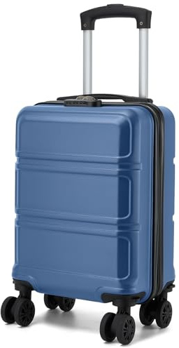 KONO Handgepäck Koffer mit abnehmbaren Rollen, 40x30x20 cm ohne Rollen, Leichter Kabinen-Koffer klein aus ABS+PC für Ryanair, EasyJet & Eurowings (Dunkelblau)