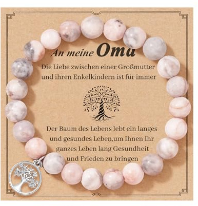 POWWA Oma Geschenke von Enkelkindern, Lebensbaum, Natursteinarmband Geschenke für Frauen