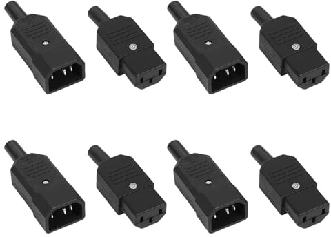 8Pcs Power Cable Adapter AC 250V 10A IEC320 C14 to C13, 3 Pin Connector Male to Female Inline Plug Socket Assembly for PDU PC Monitor