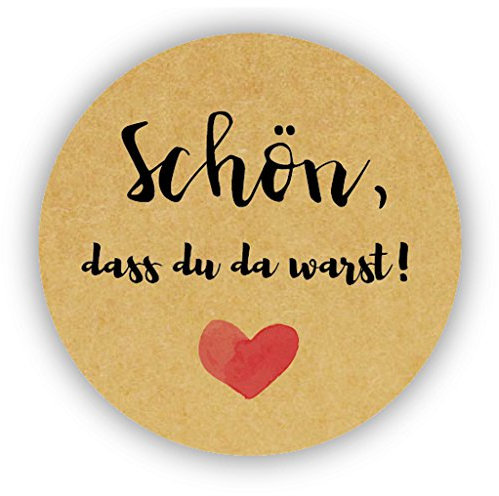 48 Stk VINTAGE Hochzeitsaufkleber - Schön, dass du da warst! - 4 cm KRAFT selbstklebende Etiketten für die Hochzeit,Taufe,Gastgeschenk,Tischdeko,Flaschen, Tüten, Briefen, Einladungen - UNI 065