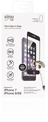 aiino - Film de Protection Plein écran RockGlass pour iPhone 6/6S/7/8/SE (2020) Verre trempé, Noir
