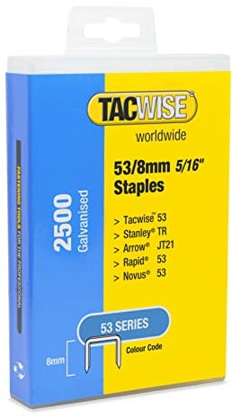 TACWISE 1477 Typ 53/8mm verzinkte Heftklammern, Silber, 2500 Stück