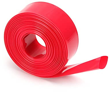 Othmro 1pc AA Battery Wraps, 23mm Width Flat PVC Heat Shrink Tubing Battery Insulating Cover Protective Sleeve for AA Single Battery, 10m Length (Red)