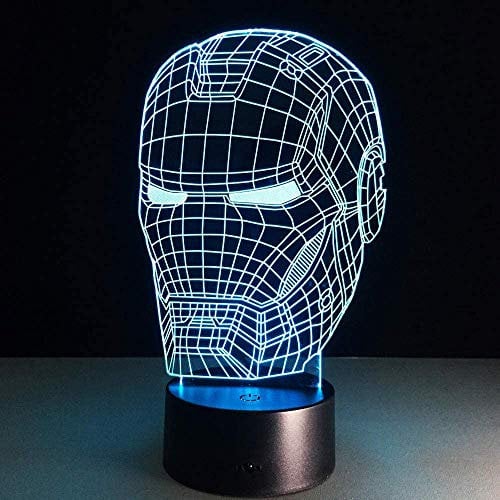3D Illusion Light Marvel Superhero 3D Light Led Night Light Iron Man Mask Action Figure 7 Color Touchtable Decorative Light Optical Illusion