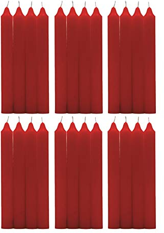 H Hansel Home - Leuchterkerzen 24 Stück, Kronkerzen Durchmesser 1.8 cm, Länge 17.5 cm, rote Farbe