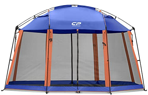 CAMPROS CP Tente Pavillon avec Moustiquaire, Tonnelle de Jardin Imperméable Anti-UV, Barnum Pliant avec Parois en Maille, Montage Rapide, Abri Camping Extérieur avec Sac de Transport