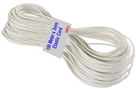 HIMRY 100 Meter 3mm Gummikordel Spule, Elastische Schnur, Perlenschnur Elastic Seil für DIY, Outdoor, Kleidung, Handwerk, Schmuckherstellung, Armbänder, Halsketten... Weiß, KXB5090-white