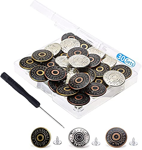 Ersatz für Hosenknöpfe, 17 mm, aus Metall, zur Reparatur von Jeans, Ersatzknöpfe, Basteln, DIY (30 Stück)