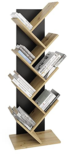 DEINE TANTE EMMA 267-001 BÜCHEN 1 Schwarz/Artisan Eiche Nb. Regal Bücherregal Zeitungsständer Prospektständer ca. 125 cm hoch